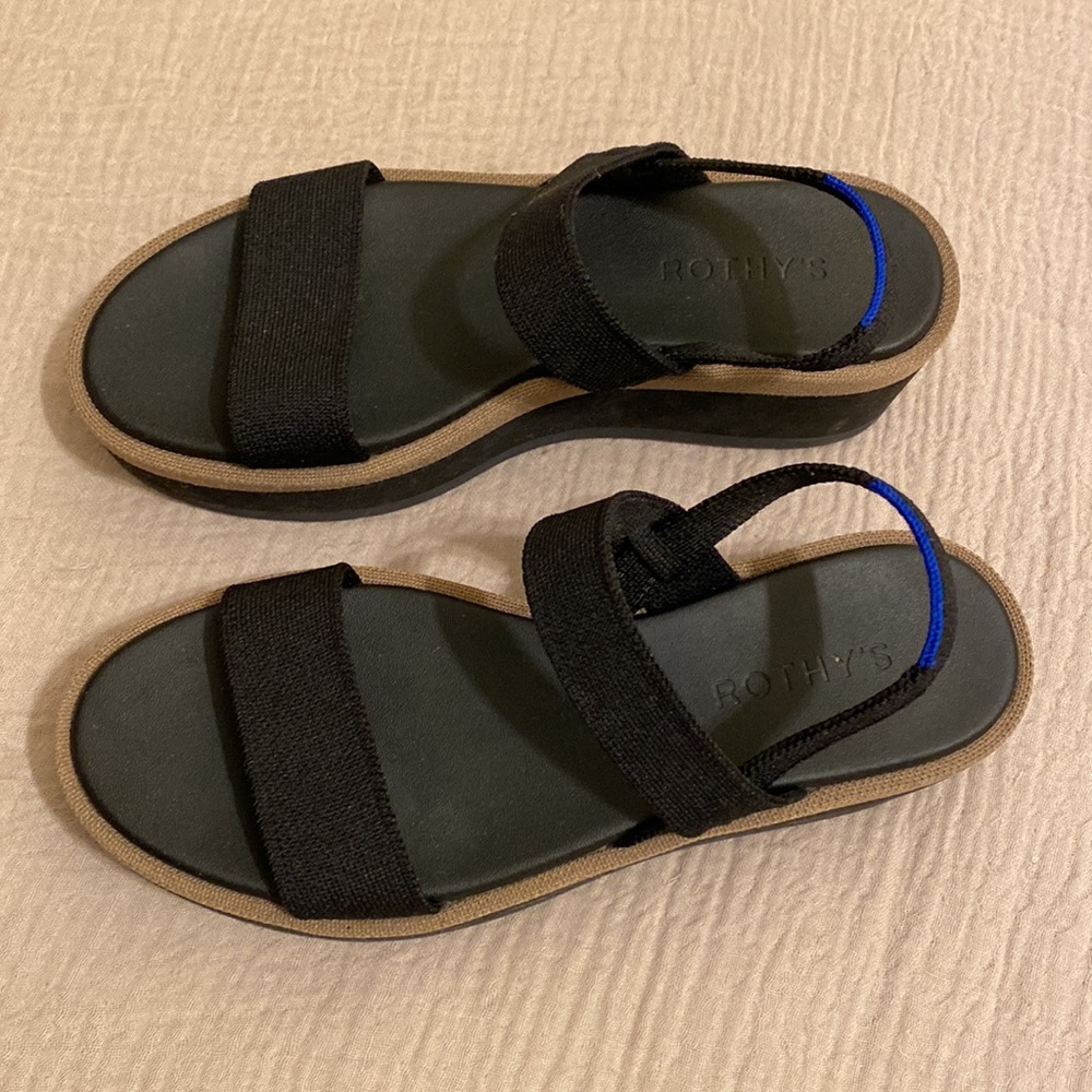 ROTHY’S Comfort Stretch Black & Tan Women's Slingback Sandals. Size 7 - Picture 4 of 7